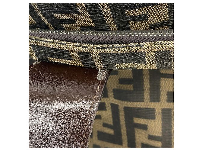 Borsa a tracolla Fendi Zucca in nylon e canvas Marrone - vista 7