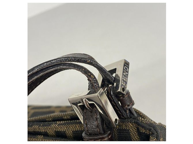 Borsa a tracolla Fendi Zucca in nylon e canvas Marrone - vista 8