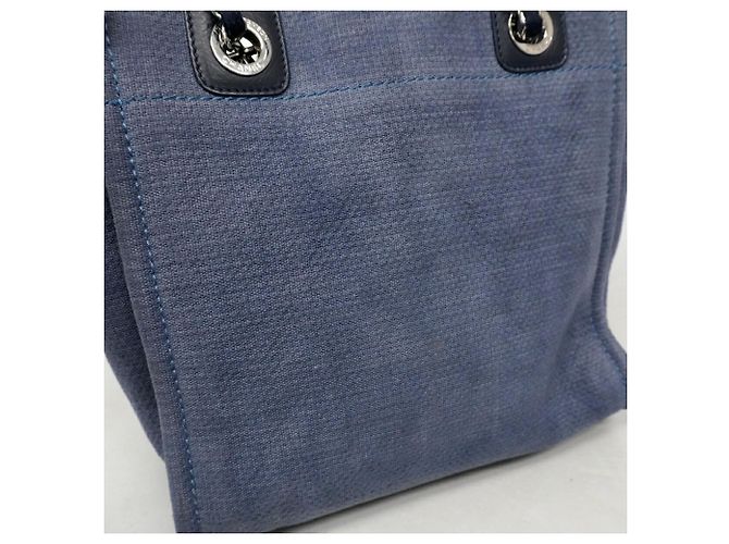 Chanel Deauville Canvas Chain Tote Bag in Navy Marineblau - Ansicht 10