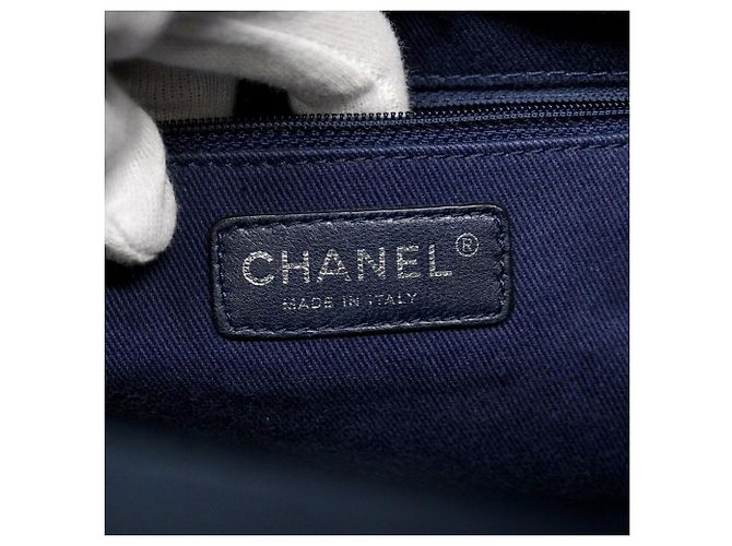Chanel Deauville Canvas Chain Tote Bag in Navy Marineblau - Ansicht 5