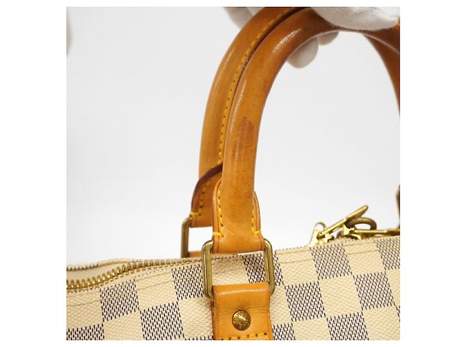 Louis Vuitton Damier Azur Keepall 50 Boston Bag Bianco - vista 11