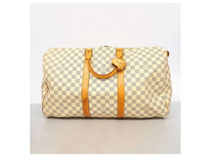 Louis Vuitton Damier Azur Keepall 50 Boston Bag Bianco - vista 13