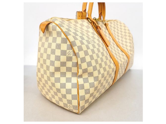 Louis Vuitton Damier Azur Keepall 50 Boston Bag Bianco - vista 2