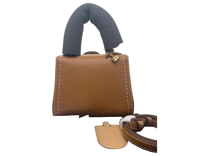 Delvaux Brilliant Mini Crossbody Bag in Caramel Leather Brown - view 2