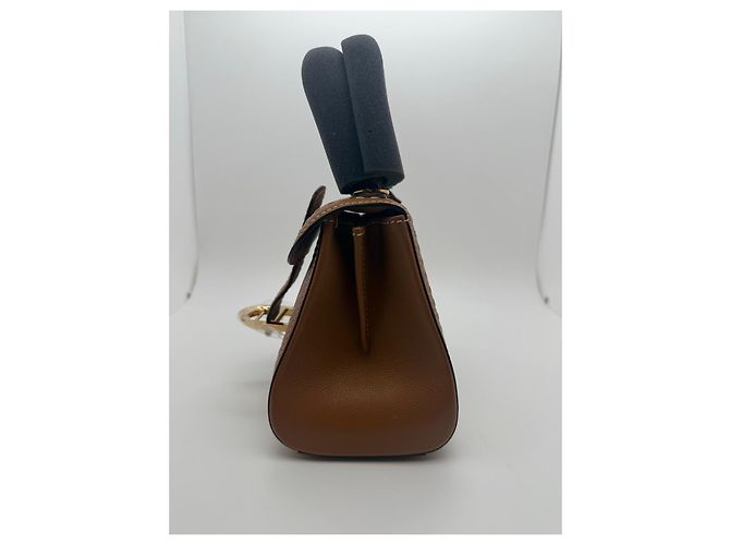 Delvaux Brilliant Mini Crossbody Bag in Caramel Leather Brown - view 4