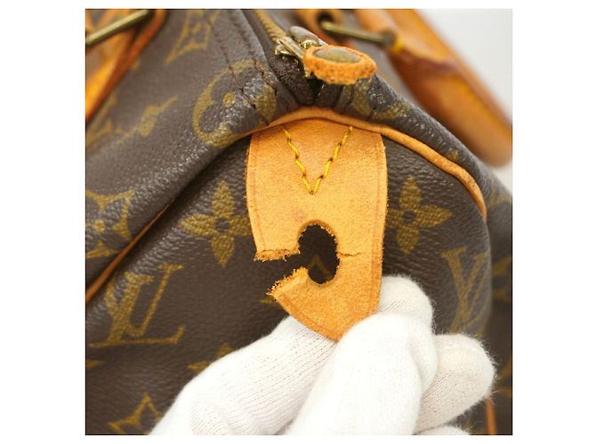 Sac à main Louis Vuitton Monogram Speedy 25 Marron - vue 7