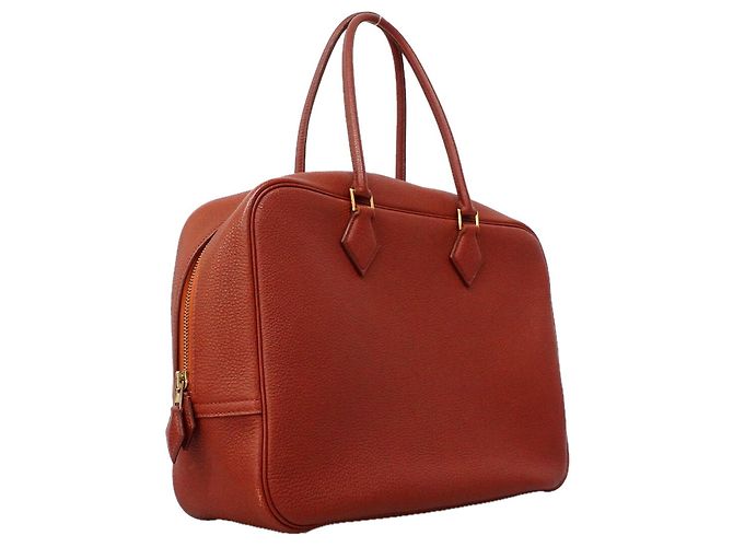Hermès Bolso Tote Hermes Plume 32 Togo Brick Castaño - vista 2