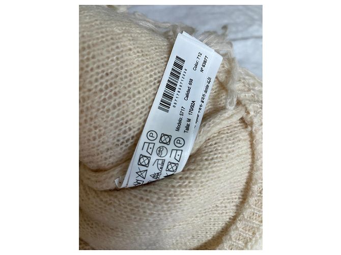 Massimo Dutti Pull Bouclé en Alpaga Couleur Crème Écru - vue 10