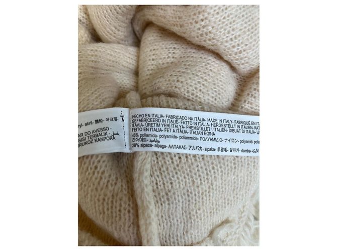 Massimo Dutti Pull Bouclé en Alpaga Couleur Crème Écru - vue 11