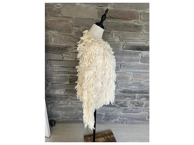 Massimo Dutti Pull Bouclé en Alpaga Couleur Crème Écru - vue 5