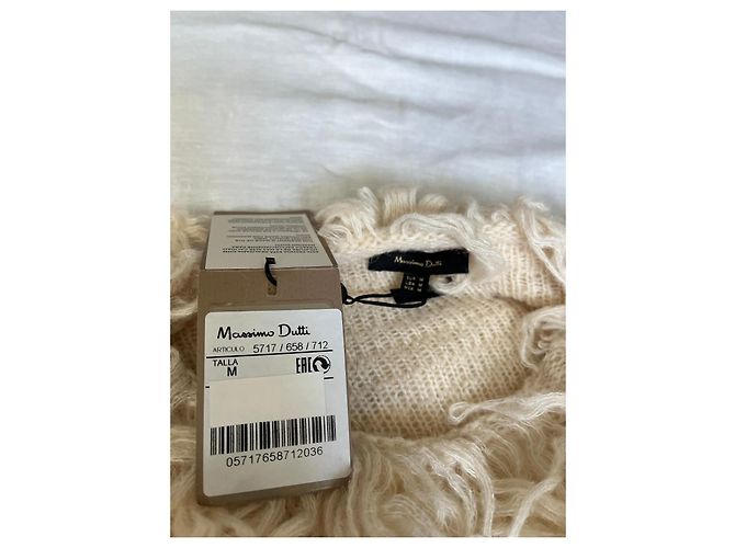Massimo Dutti Pull Bouclé en Alpaga Couleur Crème Écru - vue 8