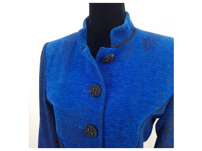 Yves Saint Laurent Giacca Variation Blu Elettrico Nero - vista 13