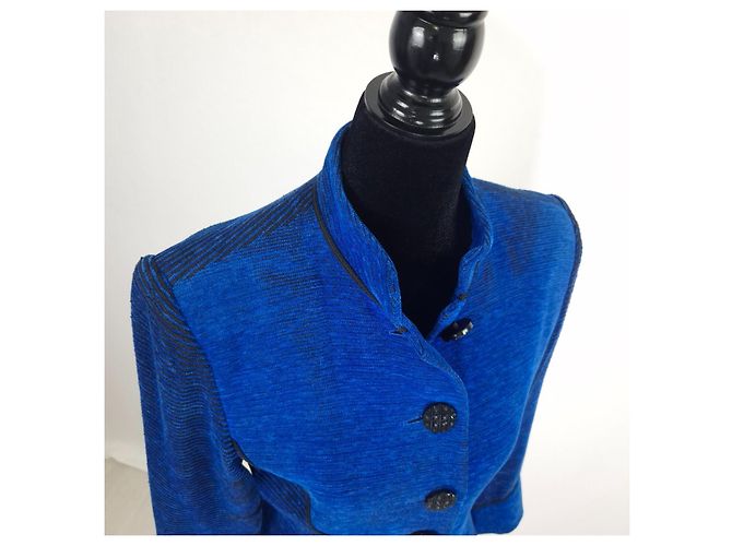 Yves Saint Laurent Giacca Variation Blu Elettrico Nero - vista 14