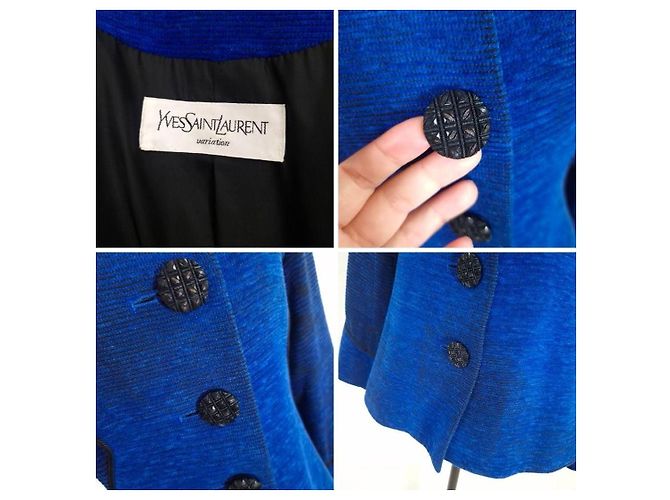 Yves Saint Laurent Giacca Variation Blu Elettrico Nero - vista 16