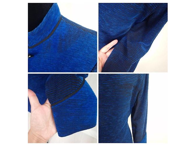 Yves Saint Laurent Giacca Variation Blu Elettrico Nero - vista 17