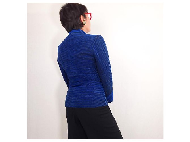 Yves Saint Laurent Giacca Variation Blu Elettrico Nero - vista 9