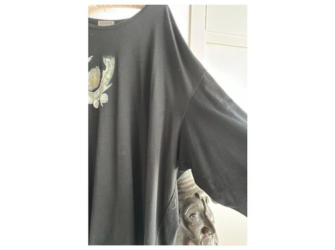 Yohji Yamamoto Camiseta 'Dragon' con estampado abstracto Negro - vista 4