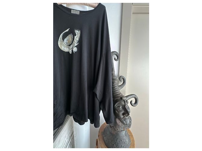 Yohji Yamamoto Camiseta 'Dragon' con estampado abstracto Negro - vista 5