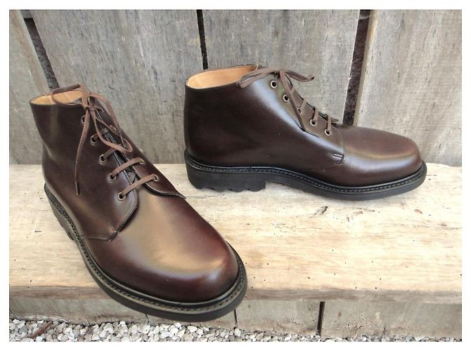 Autre Marque Stivaletti Unic in pelle marrone con lacci - vista 2