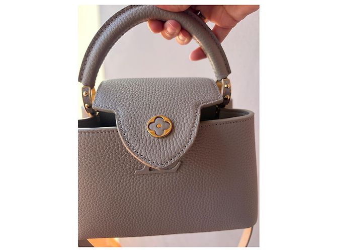 Louis Vuitton Capucines Handtasche Grau Leder Gold hardware - Ansicht 10