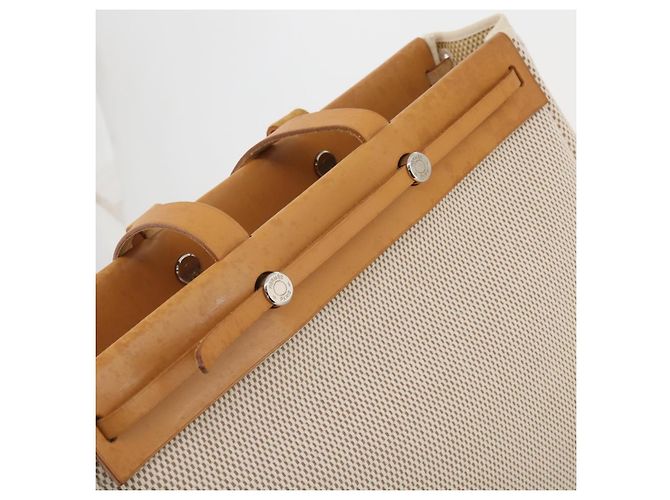 Hermès Bolso Tote HERMES Herbag Cabas GM Tower Ash Beige Silver Auth 199376A Plata - vista 18