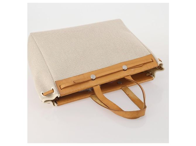 Hermès Bolso Tote HERMES Herbag Cabas GM Tower Ash Beige Silver Auth 199376A Plata - vista 6