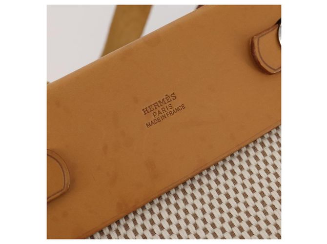 Hermès Bolso Tote HERMES Herbag Cabas GM Tower Ash Beige Silver Auth 199376A Plata - vista 9
