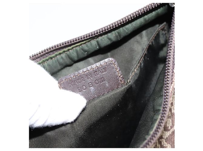 Pouch Accessori Christian Dior Trotter Canvas Beige Argento Auth 204663 - vista 12