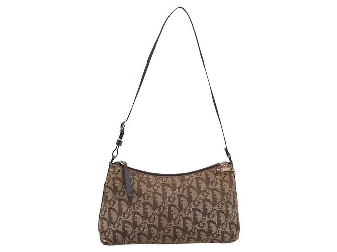 Pouch Accessori Christian Dior Trotter Canvas Beige Argento Auth 204663 - vista 13