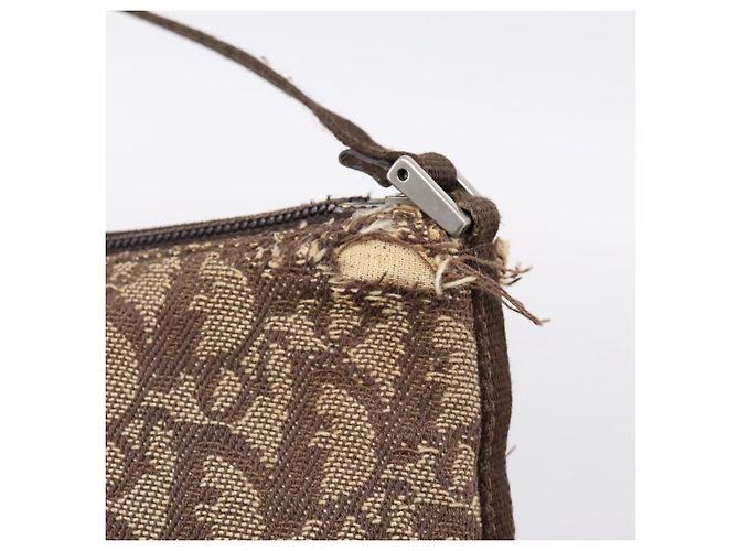 Pouch Accessori Christian Dior Trotter Canvas Beige Argento Auth 204663 - vista 18