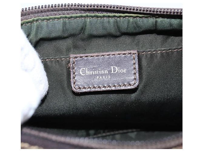 Pouch Accessori Christian Dior Trotter Canvas Beige Argento Auth 204663 - vista 20