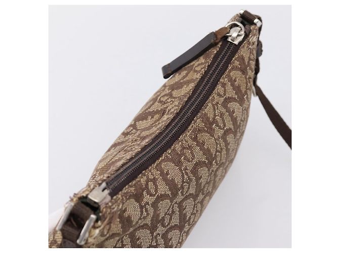 Pouch Accessori Christian Dior Trotter Canvas Beige Argento Auth 204663 - vista 6