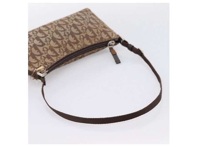 Pouch Accessori Christian Dior Trotter Canvas Beige Argento Auth 204663 - vista 7