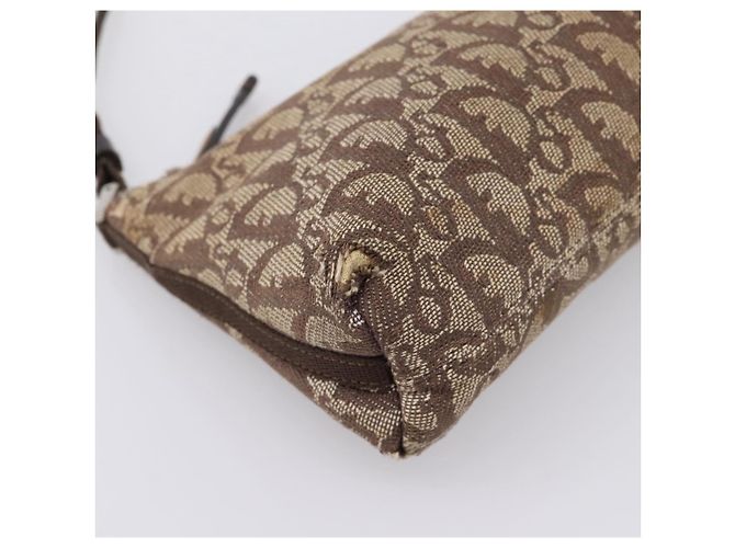 Pouch Accessori Christian Dior Trotter Canvas Beige Argento Auth 204663 - vista 8