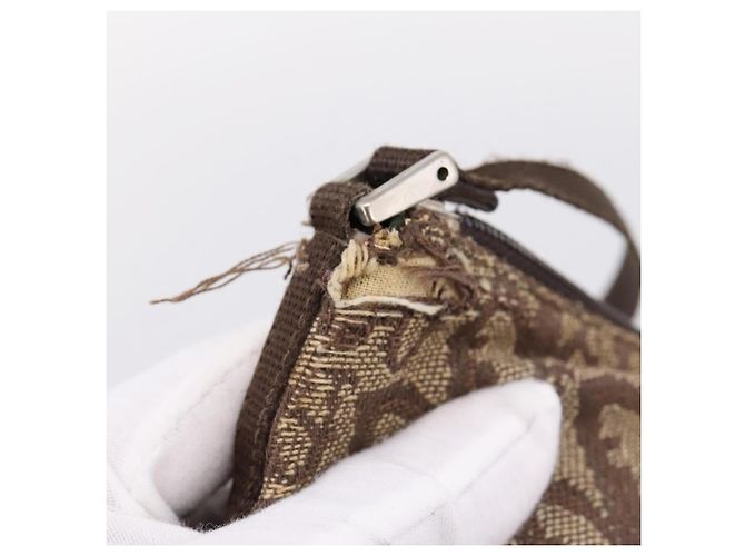 Pouch Accessori Christian Dior Trotter Canvas Beige Argento Auth 204663 - vista 9