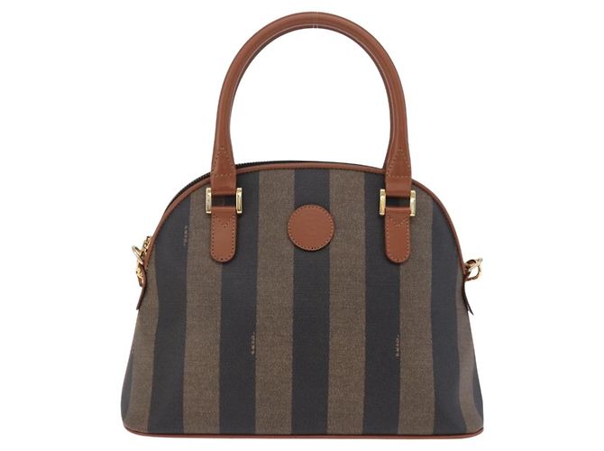 Pequin Borsa a mano FENDI Pecan Canvas PVC 2way Nero Marrone Auth ki6816V - vista 13