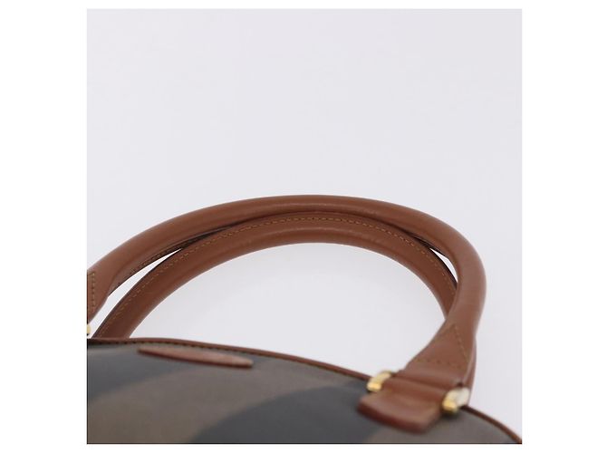 Pequin Borsa a mano FENDI Pecan Canvas PVC 2way Nero Marrone Auth ki6816V - vista 14