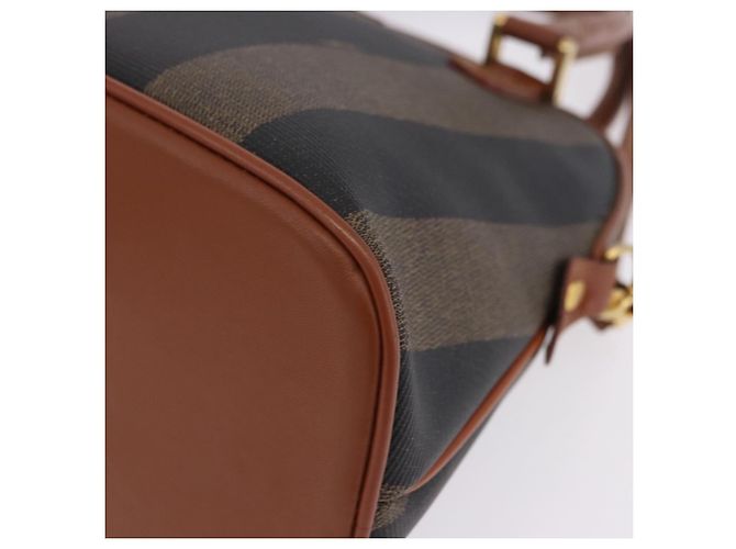 Pequin Borsa a mano FENDI Pecan Canvas PVC 2way Nero Marrone Auth ki6816V - vista 17