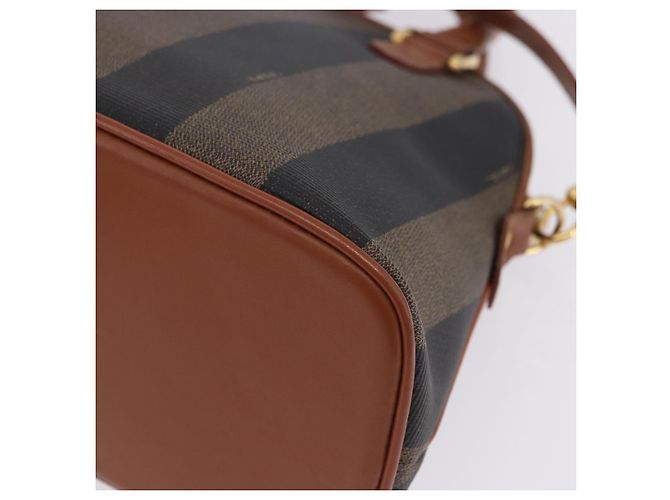 Pequin Borsa a mano FENDI Pecan Canvas PVC 2way Nero Marrone Auth ki6816V - vista 19