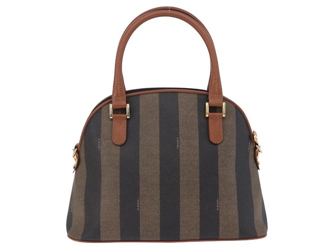 Pequin Borsa a mano FENDI Pecan Canvas PVC 2way Nero Marrone Auth ki6816V - vista 2