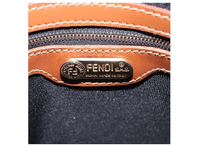 Pequin Borsa a mano FENDI Pecan Canvas PVC 2way Nero Marrone Auth ki6816V - vista 20
