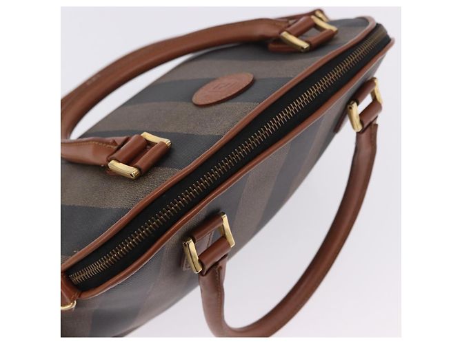 Pequin Borsa a mano FENDI Pecan Canvas PVC 2way Nero Marrone Auth ki6816V - vista 6
