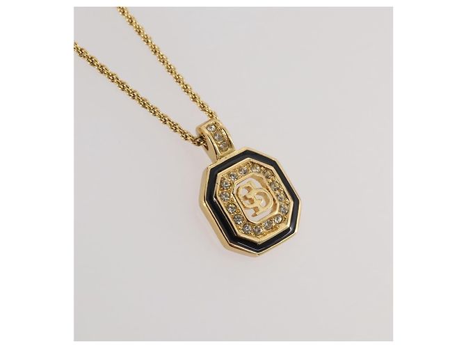 Collar Christian Dior Strass metal Gold Tone Auth 203860 - vista 3