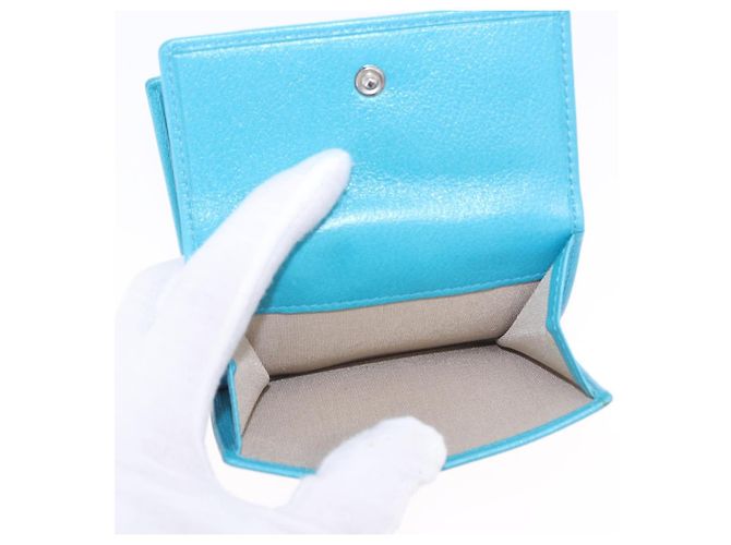 Portafoglio CHANEL Camelia in pelle blu argento CC Auth 204106M - vista 10