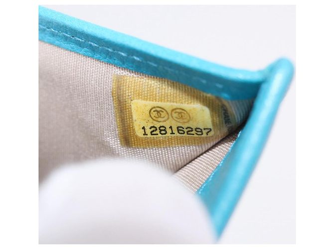 Portafoglio CHANEL Camelia in pelle blu argento CC Auth 204106M - vista 11