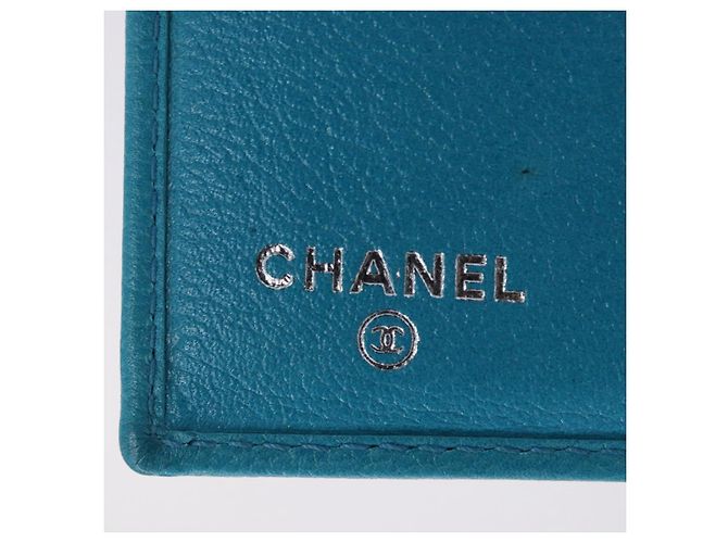 Portafoglio CHANEL Camelia in pelle blu argento CC Auth 204106M - vista 18