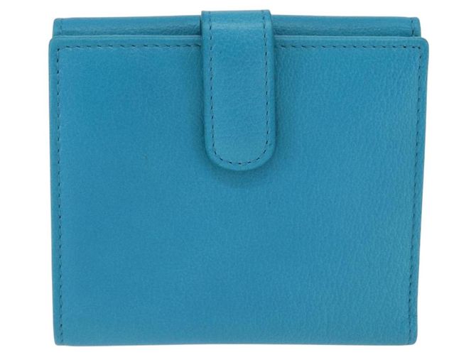 Portafoglio CHANEL Camelia in pelle blu argento CC Auth 204106M - vista 2
