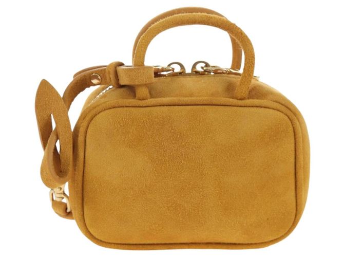 Borsa Micro Miu Miu in camoscio 2way Yellow Gold Auth 203262M D'oro Giallo - vista 2