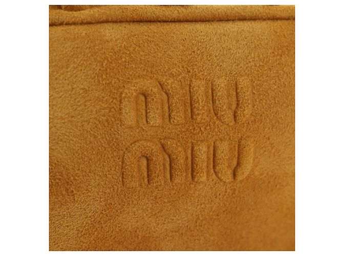 Borsa Micro Miu Miu in camoscio 2way Yellow Gold Auth 203262M D'oro Giallo - vista 20