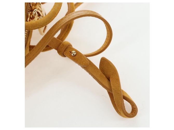 Borsa Micro Miu Miu in camoscio 2way Yellow Gold Auth 203262M D'oro Giallo - vista 21